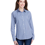 Ladies' Microcheck Gingham Long-Sleeve Cotton Shirt